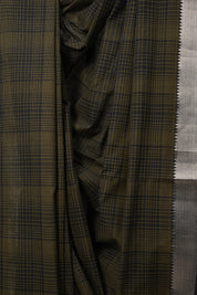 Black Checkers Cotton Mangalgiri Saree - SRMCCMS29