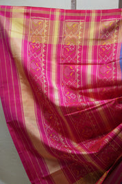 Two Tone Blue Rajkot Patola Silk Saree - SRTTBRPSS420