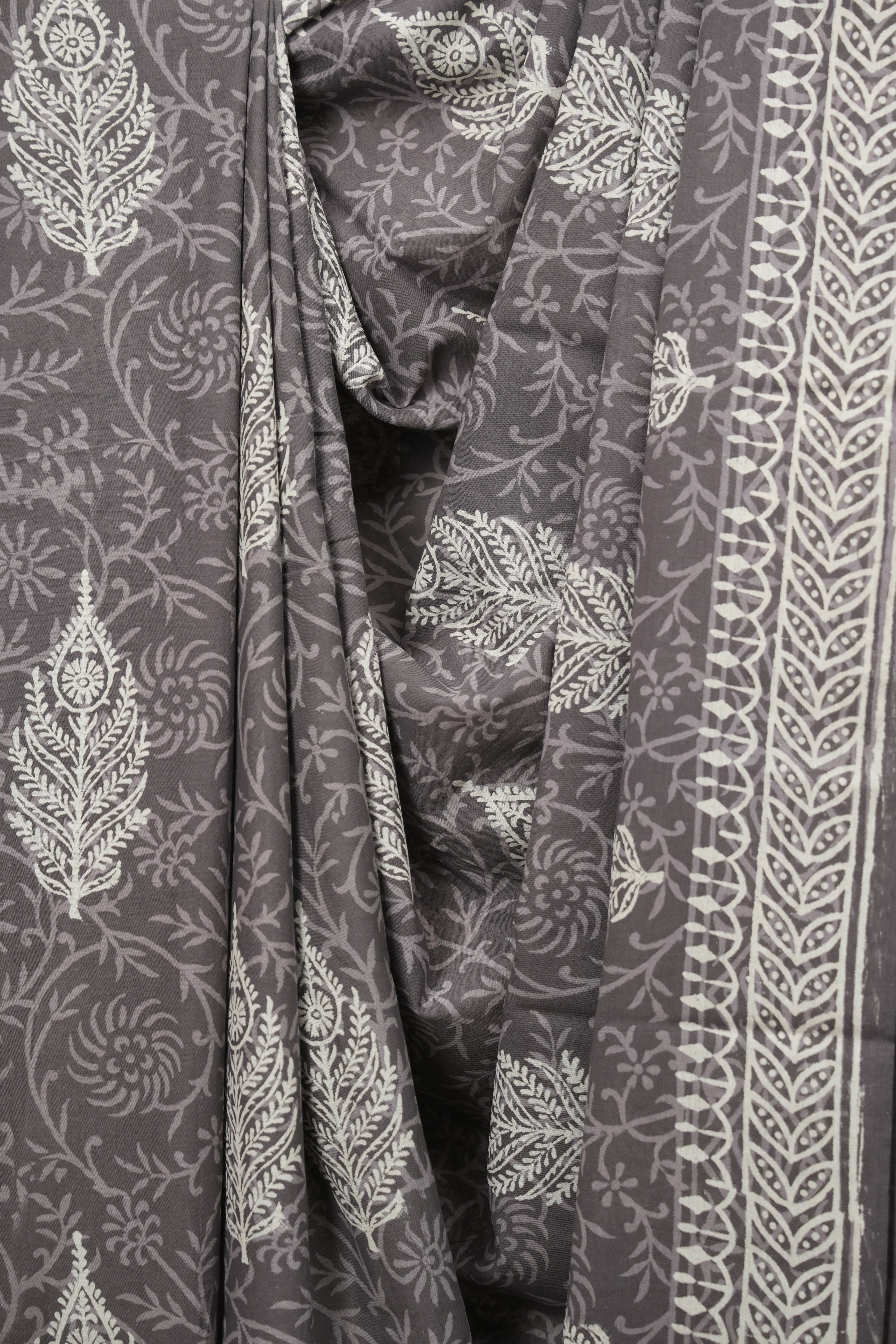 Grey HBP Cotton Saree - SRGCS3629
