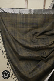 Black Checkers Cotton Mangalgiri Saree - SRMCCMS29