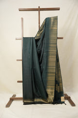 Dark Green Raw Silk Saree - SRDGRSS939