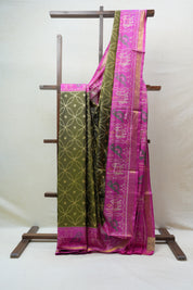 Olive Green Rajkot Patola Silk Saree - SROGRPSS452