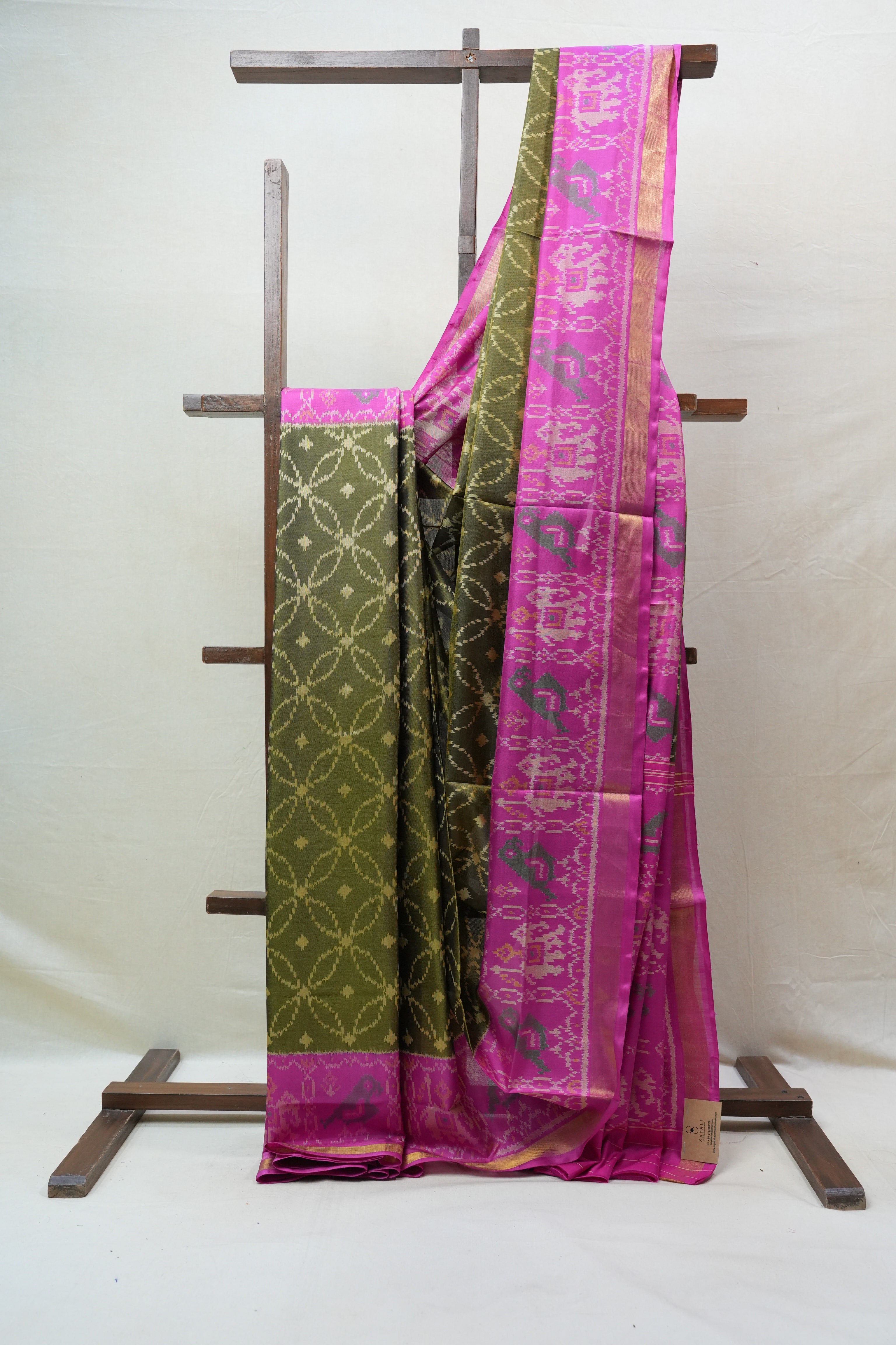 Olive Green Rajkot Patola Silk Saree - SROGRPSS452