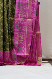 Olive Green Rajkot Patola Silk Saree - SROGRPSS452