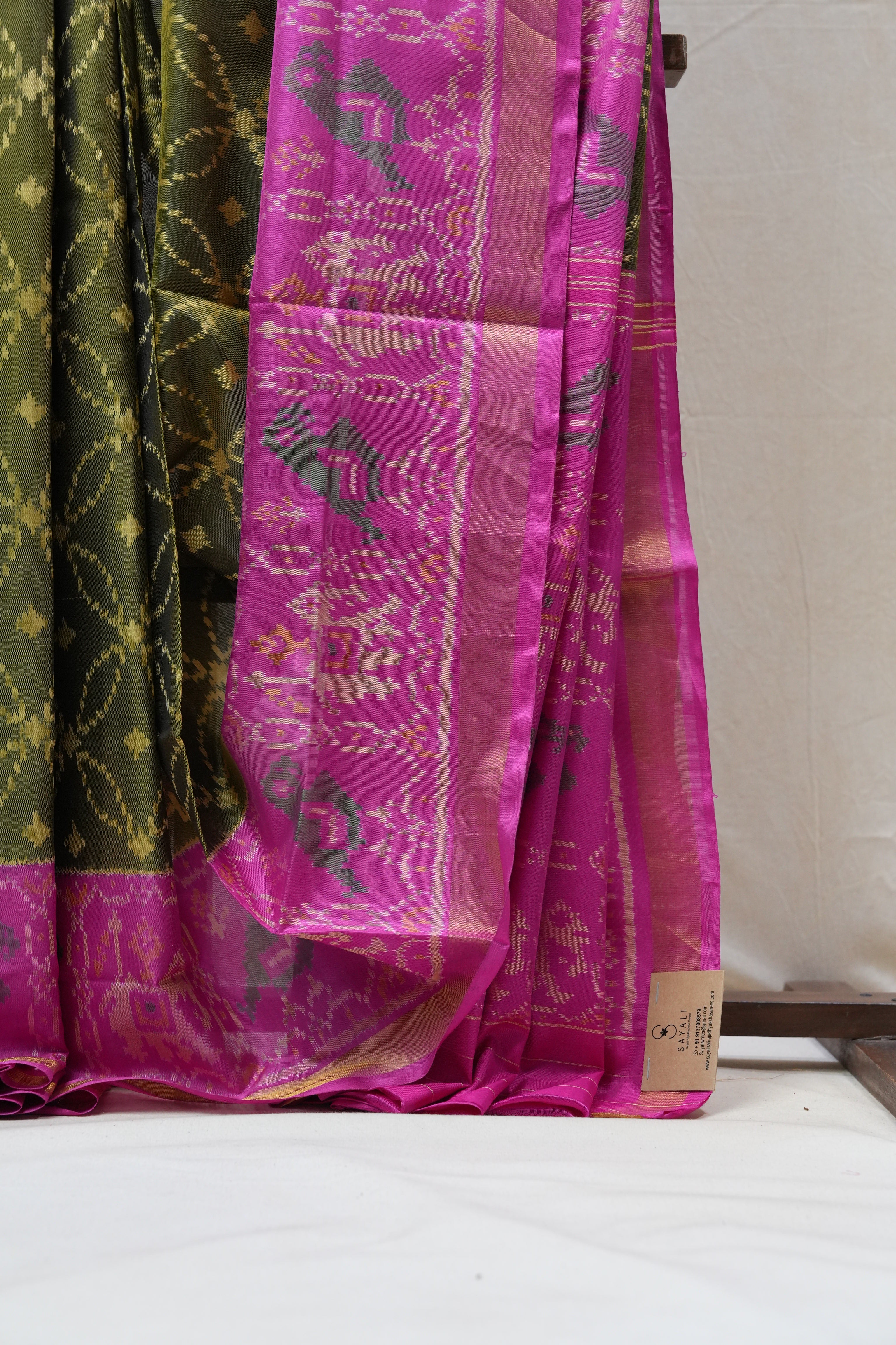 Olive Green Rajkot Patola Silk Saree - SROGRPSS452