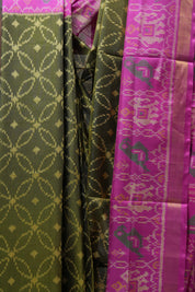Olive Green Rajkot Patola Silk Saree - SROGRPSS452