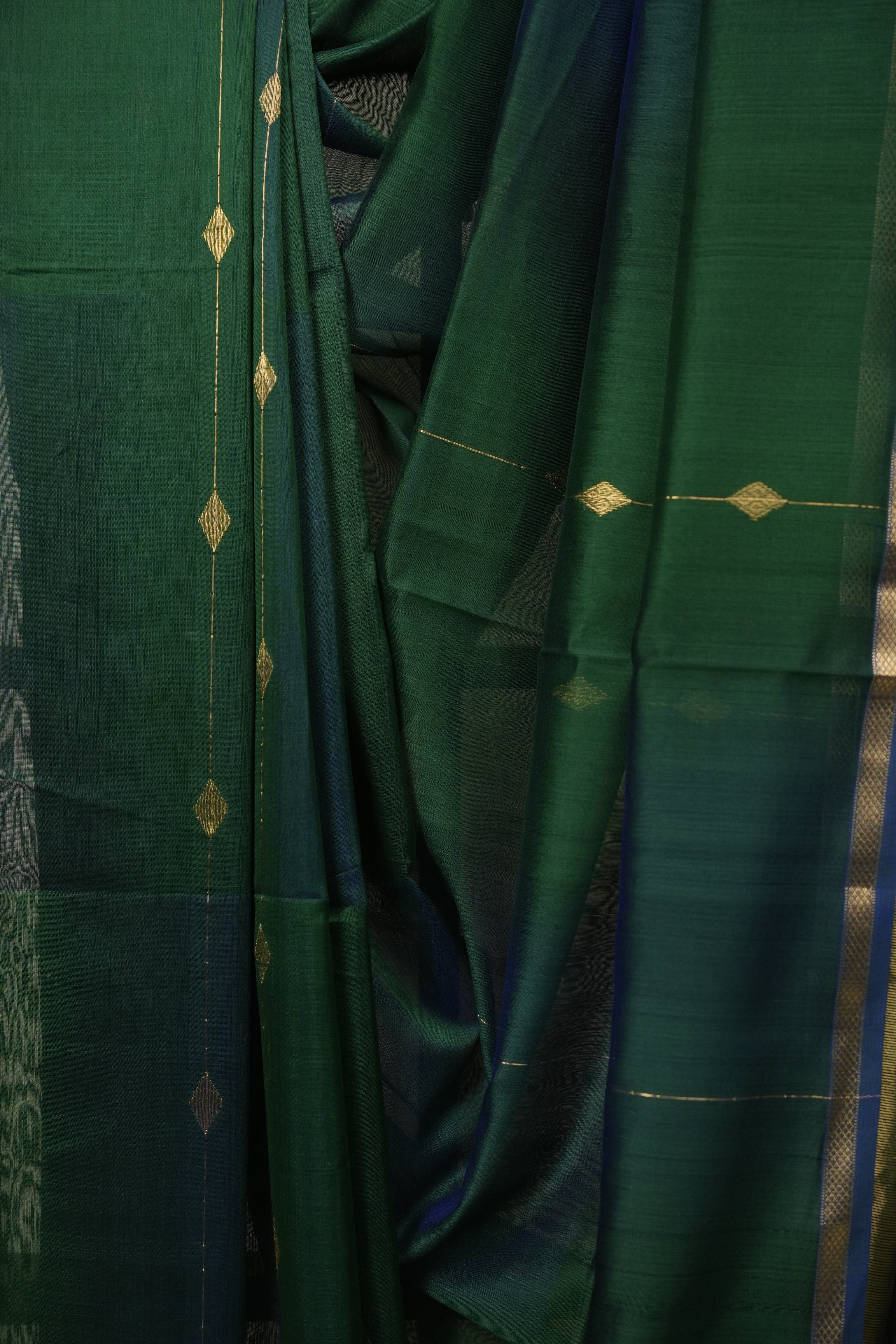 Dual Tone Green Maheshwari Saree - SRDTGMS1305