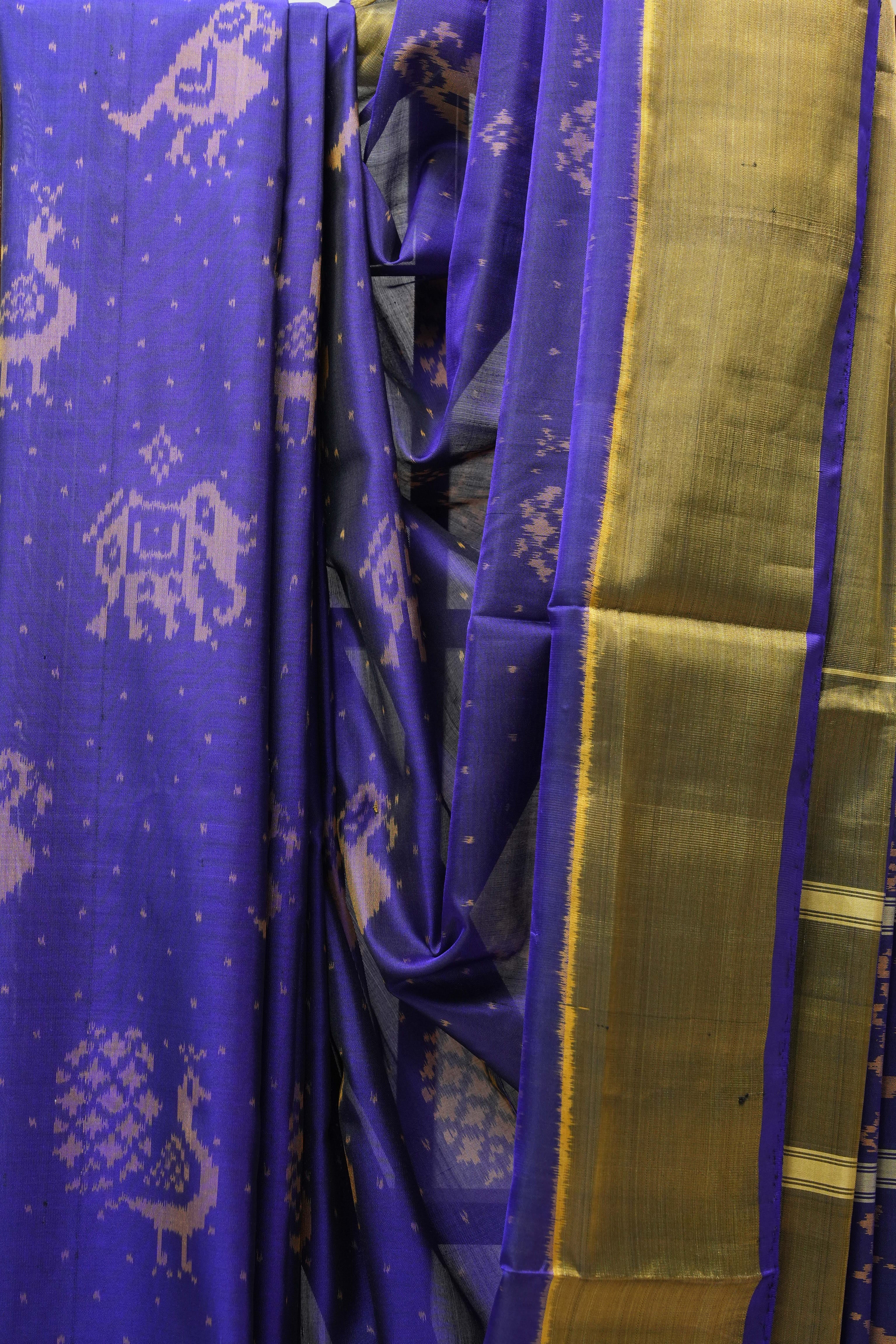 Dark Purple Rajkot Patola Silk Saree - SRDPRPSS449