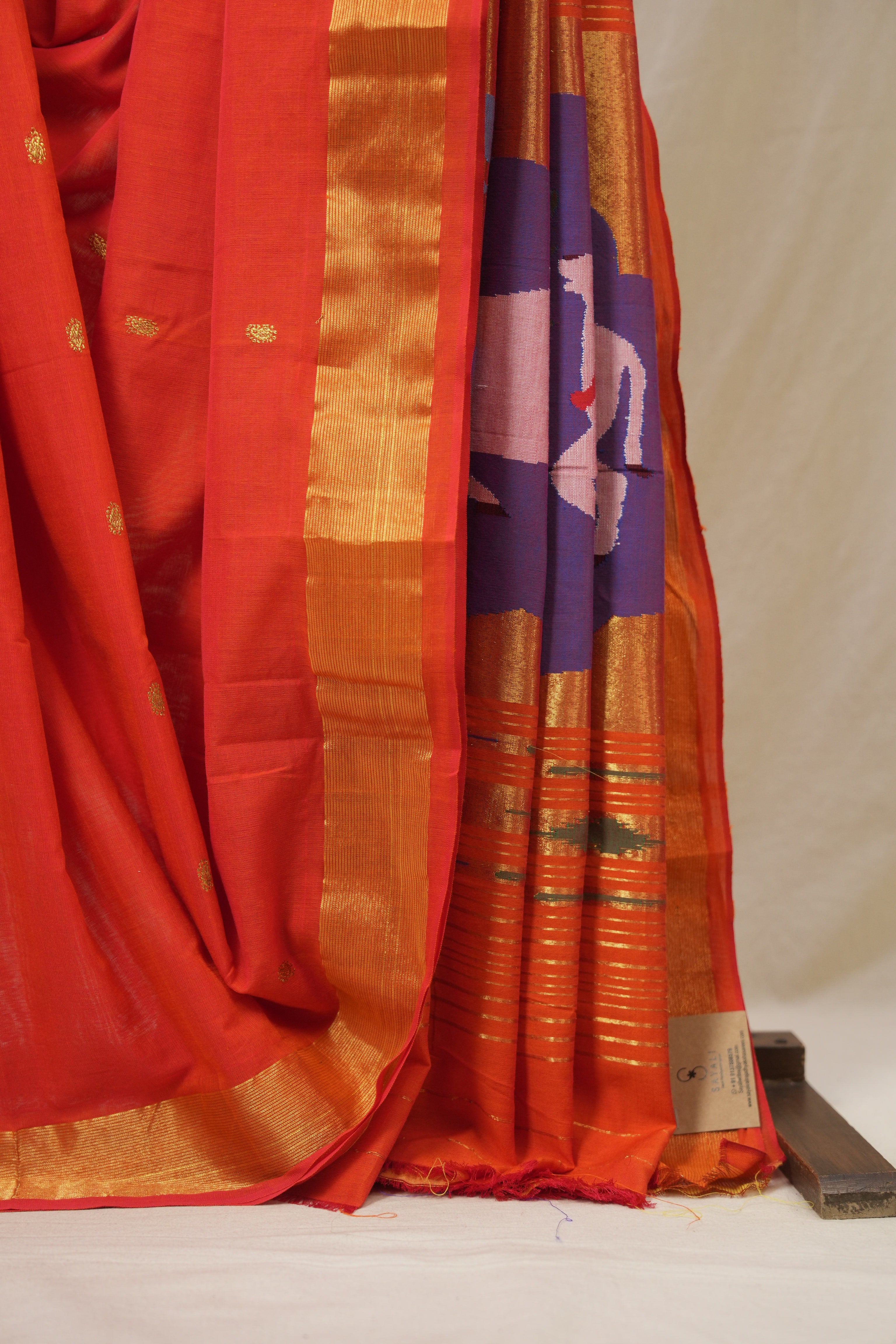 Tomato Red Cotton Paithani Saree - SRTRCPS719