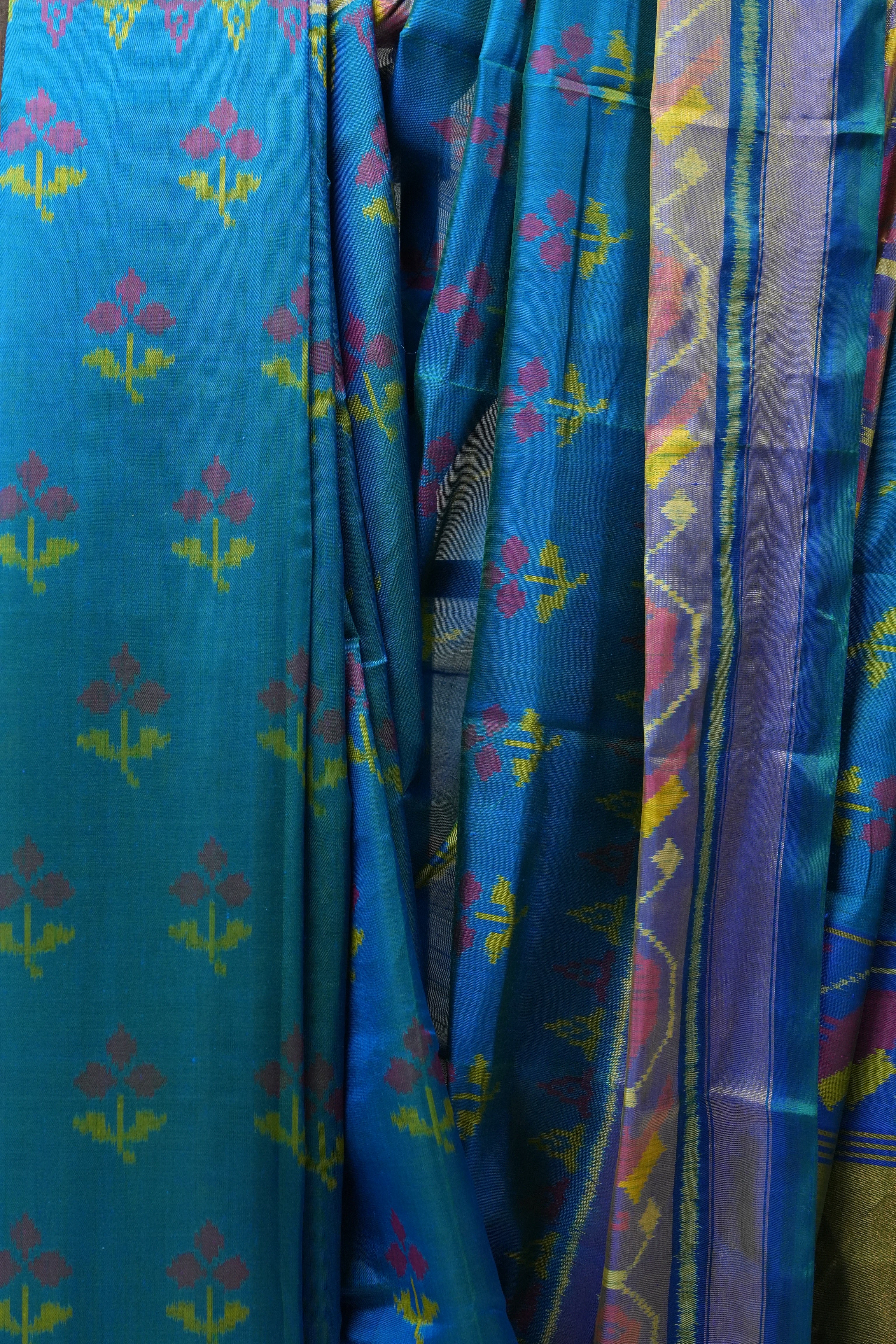 Teal Blue Rajkot Patola Silk Saree - SRTBRPSS456