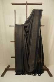 Black Raw Silk Saree - SRBRSS1035
