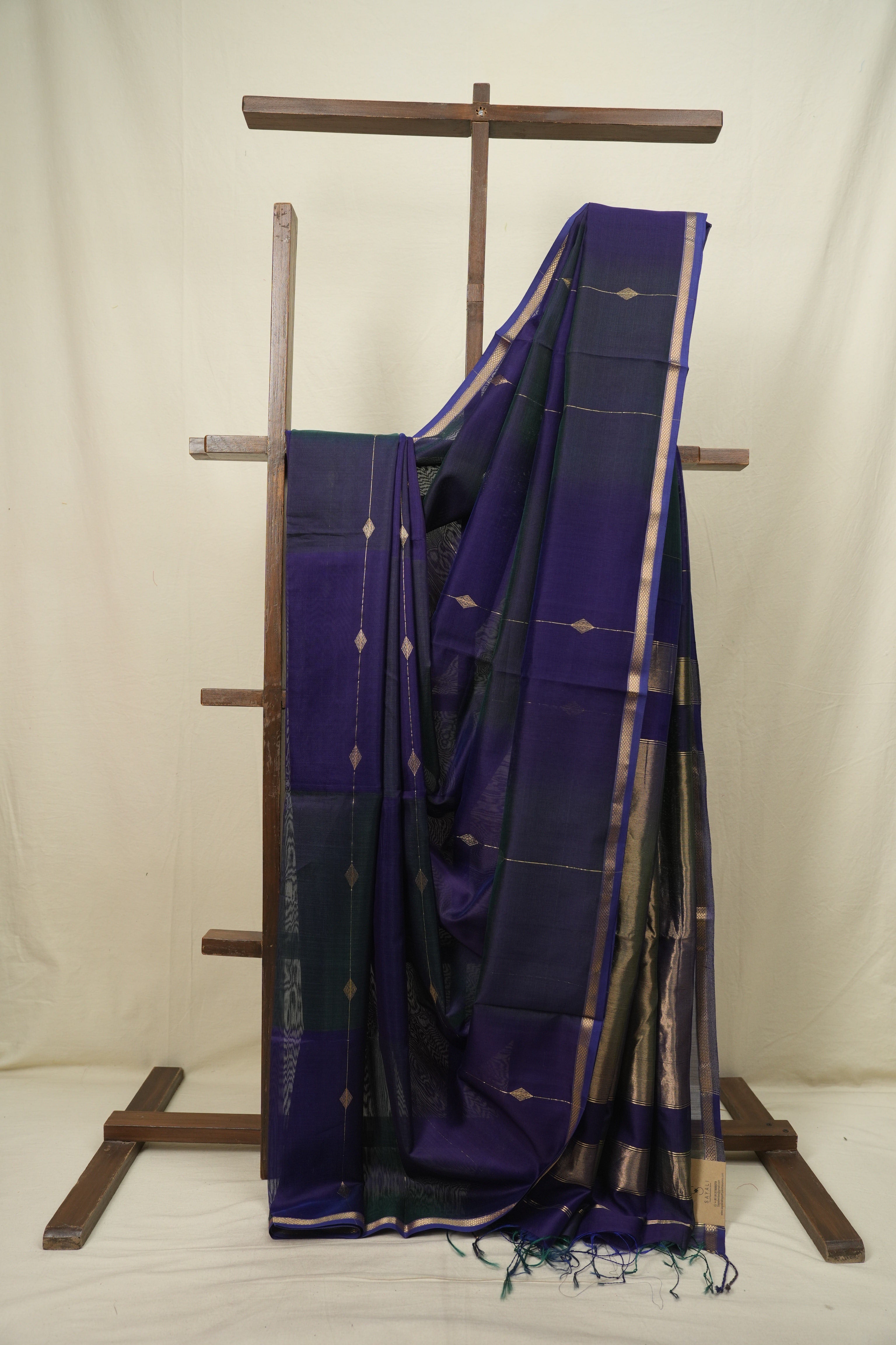 Green- Blue Maheshwari Saree - SRGBMS1304