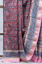 Maroon HBP Cotton Silk Saree With Maheshwari Border - SRMCSS943