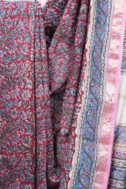 Maroon HBP Cotton Silk Saree With Maheshwari Border - SRMCSS943
