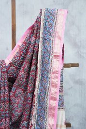 Maroon HBP Cotton Silk Saree With Maheshwari Border - SRMCSS943