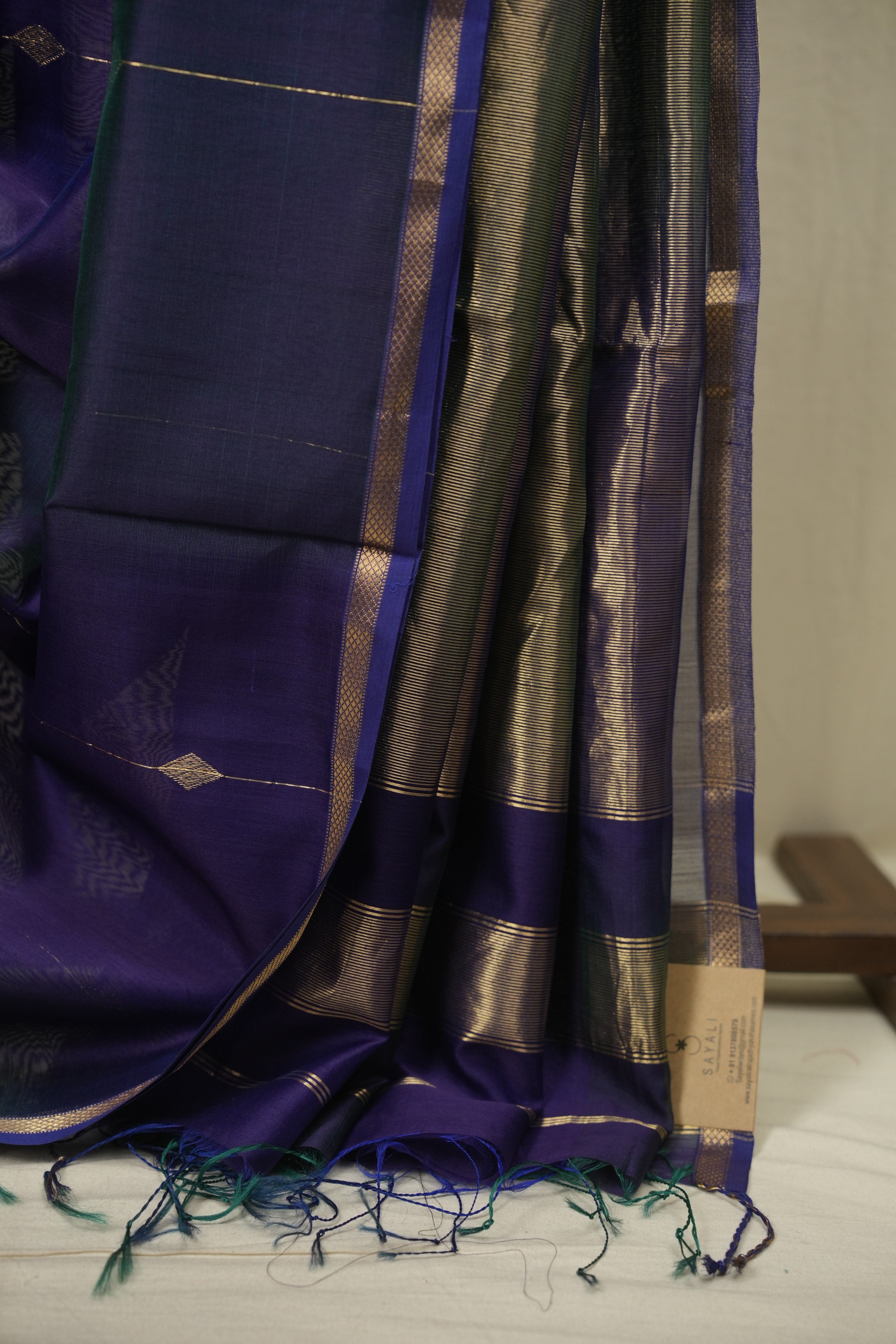 Green- Blue Maheshwari Saree - SRGBMS1304