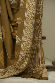 Olive Brown HBP Cotton Saree - SROBCS3628