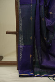 Green- Blue Maheshwari Saree - SRGBMS1304