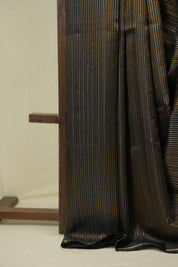 Black Raw Silk Saree - SRBRSS1035