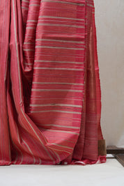 Coral Pink Tussar Silk Saree - SRCPTSS1489