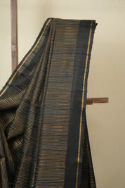Black Raw Silk Saree - SRBRSS1035