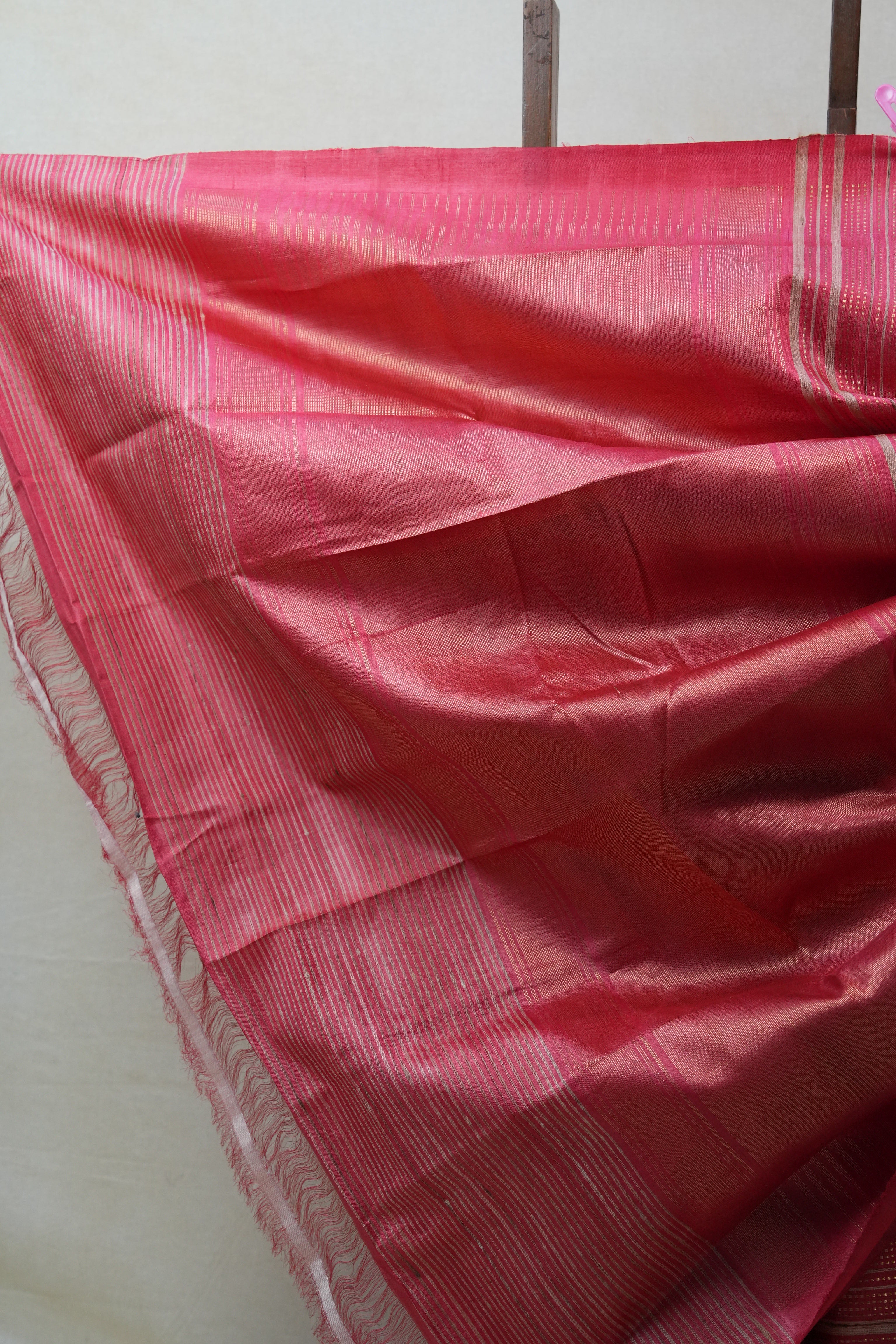 Coral Pink Tussar Silk Saree - SRCPTSS1489