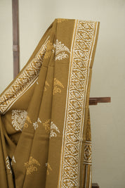 Olive Brown HBP Cotton Saree - SROBCS3628