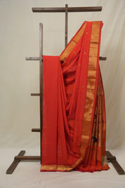 Tomato Red Cotton Paithani Saree - SRTRCPS712