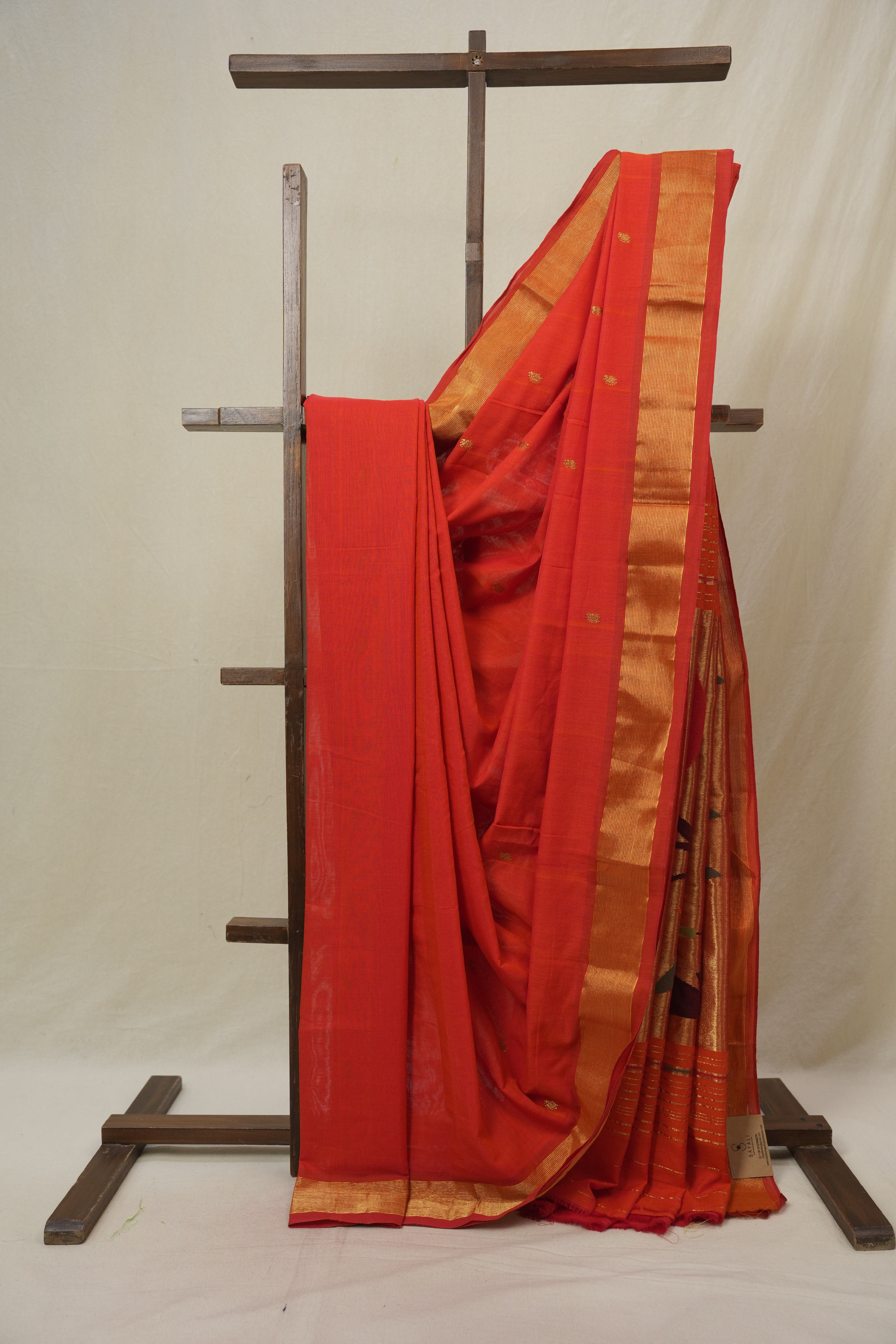 Tomato Red Cotton Paithani Saree - SRTRCPS712