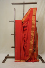 Tomato Red Cotton Paithani Saree - SRTRCPS712
