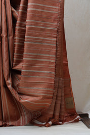 Brick Orange Tussar Silk Saree - SRBOTSS1491