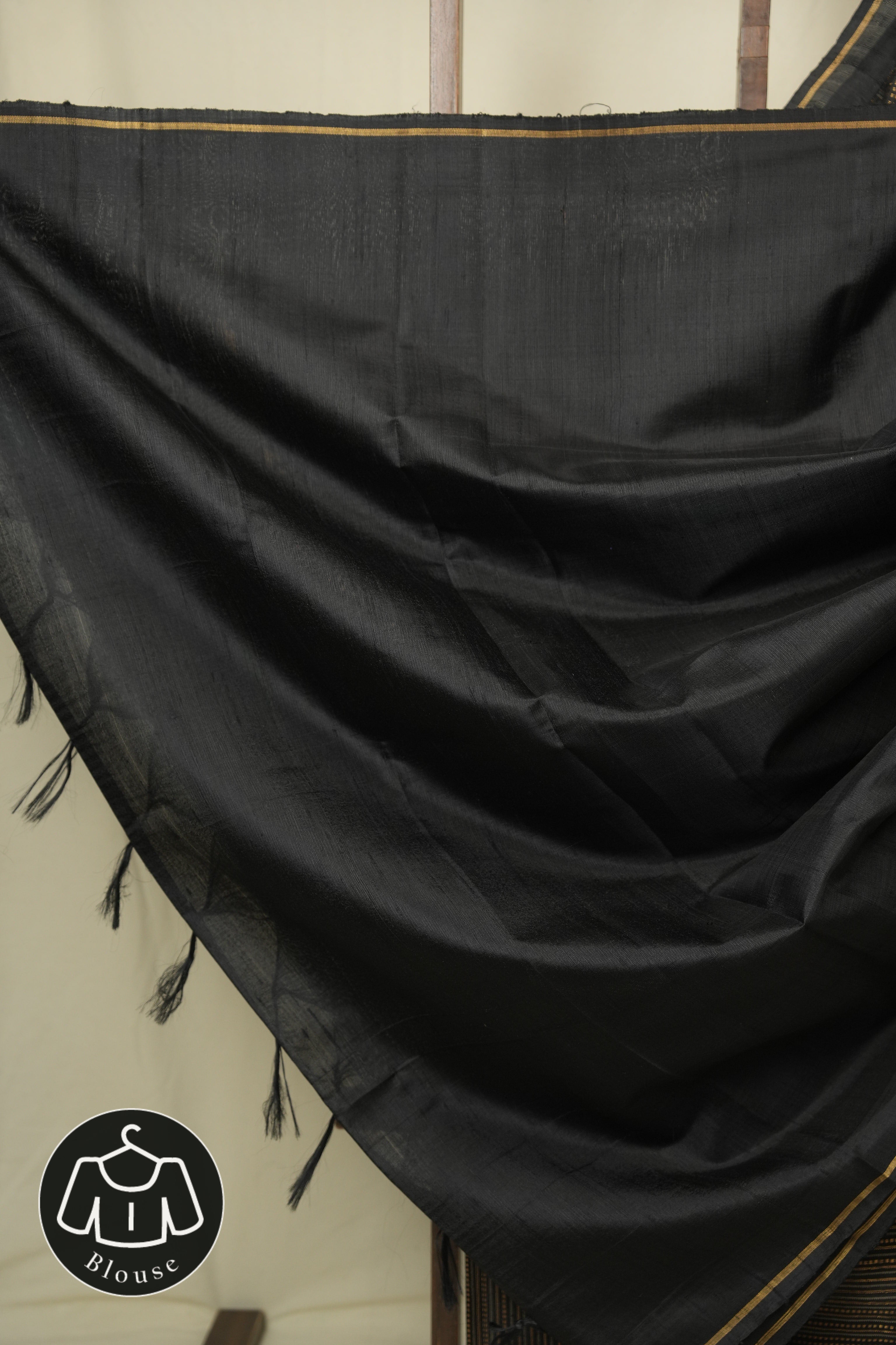 Black Raw Silk Saree - SRBRSS1035
