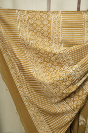 Olive Brown HBP Cotton Saree - SROBCS3628