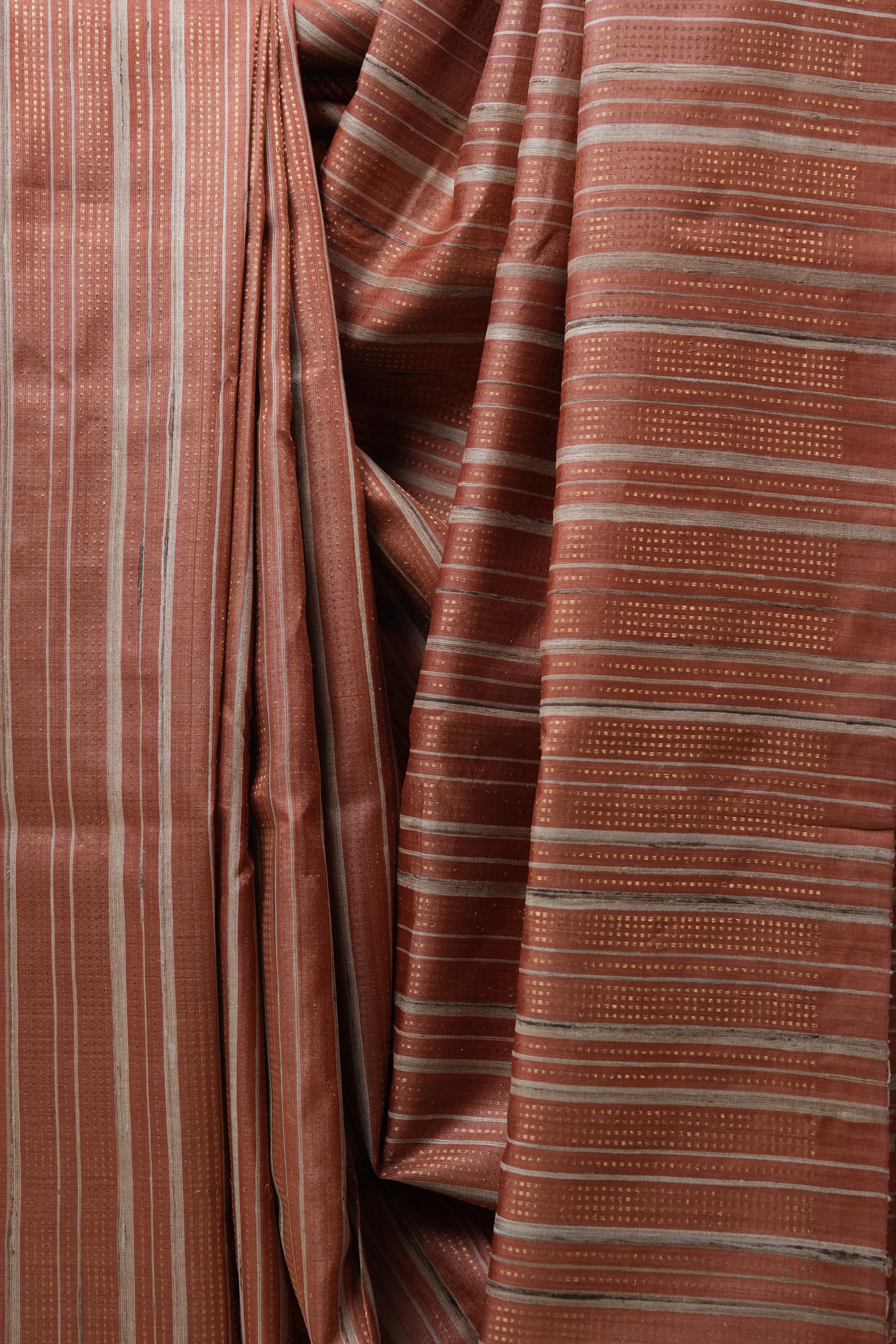 Brick Orange Tussar Silk Saree - SRBOTSS1491