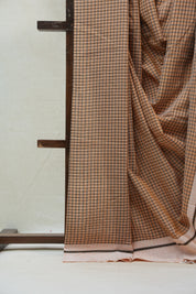 Peach Big Checks Cotton Patteda Anchu Saree - SRPPAS202