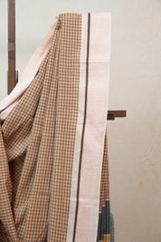 Peach Big Checks Cotton Patteda Anchu Saree - SRPPAS202