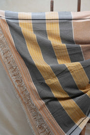 Peach Big Checks Cotton Patteda Anchu Saree - SRPPAS202