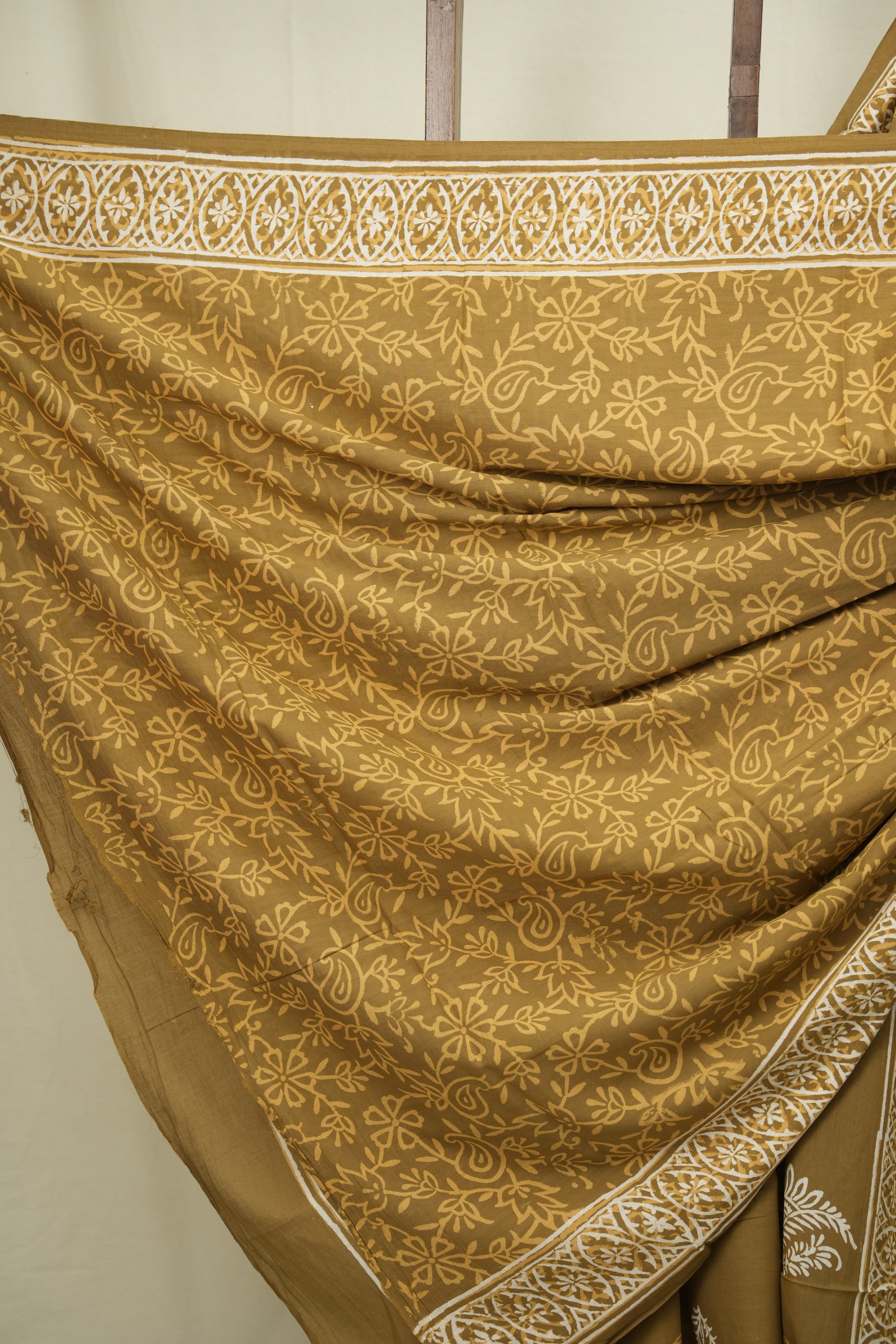 Olive Brown HBP Cotton Saree - SROBCS3628