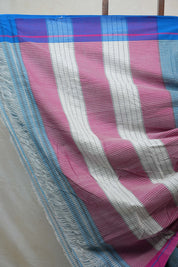 Sky Blue Big Checks Cotton Patteda Anchu Saree - SRSBPAS197