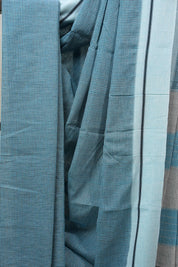 Sky Blue Small Checks Cotton Patteda Anchu Saree - SRSBPAS210