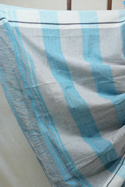 Sky Blue Small Checks Cotton Patteda Anchu Saree - SRSBPAS210