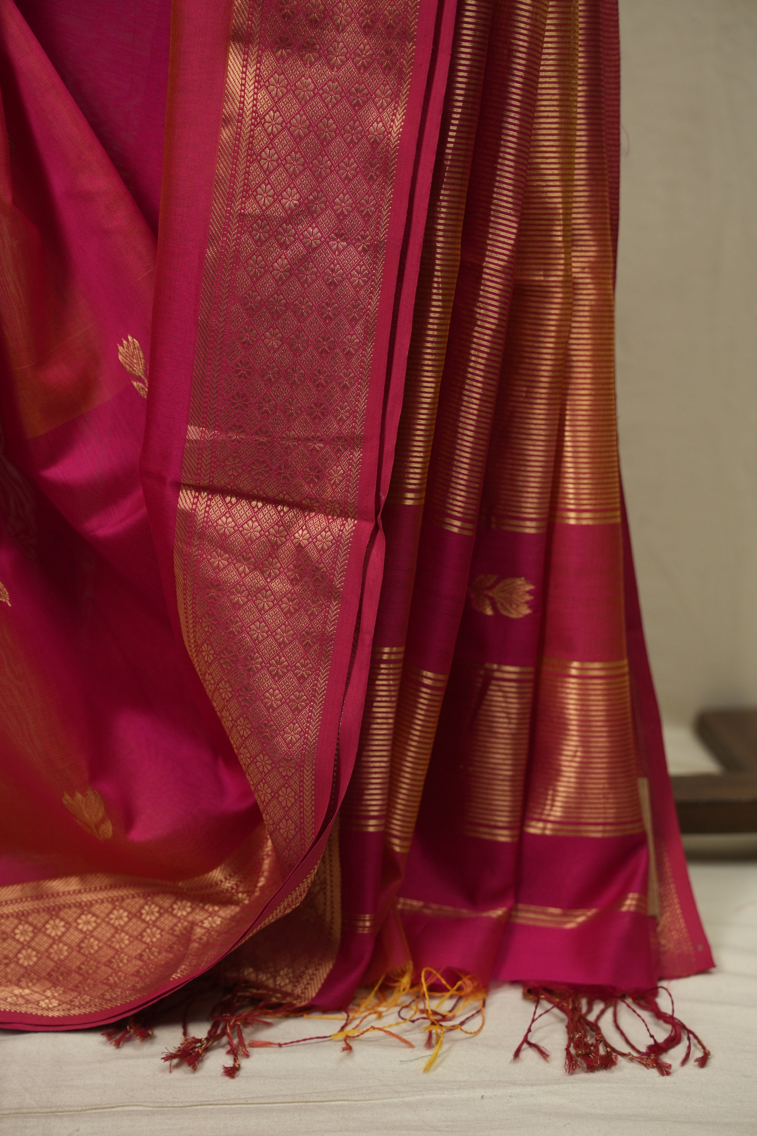 Two Tone Pink Maheshwari Saree - SRTTPMS1320