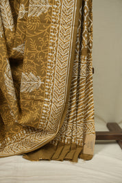 Olive Brown HBP Cotton Saree - SROBCS3626
