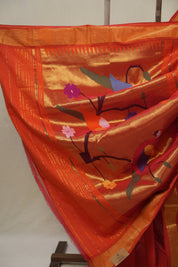 Tomato Red Cotton Paithani Saree - SRTRCPS712
