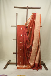 Brick Red Tissue Banarasi Silk Saree - SRBRTBSS108