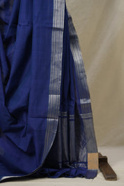 Blue Plain Cotton Mangalgiri Saree - SRBPCMS52