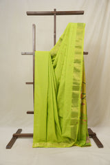 Neon Green Cotton Paithani Saree - SRNGCPS713