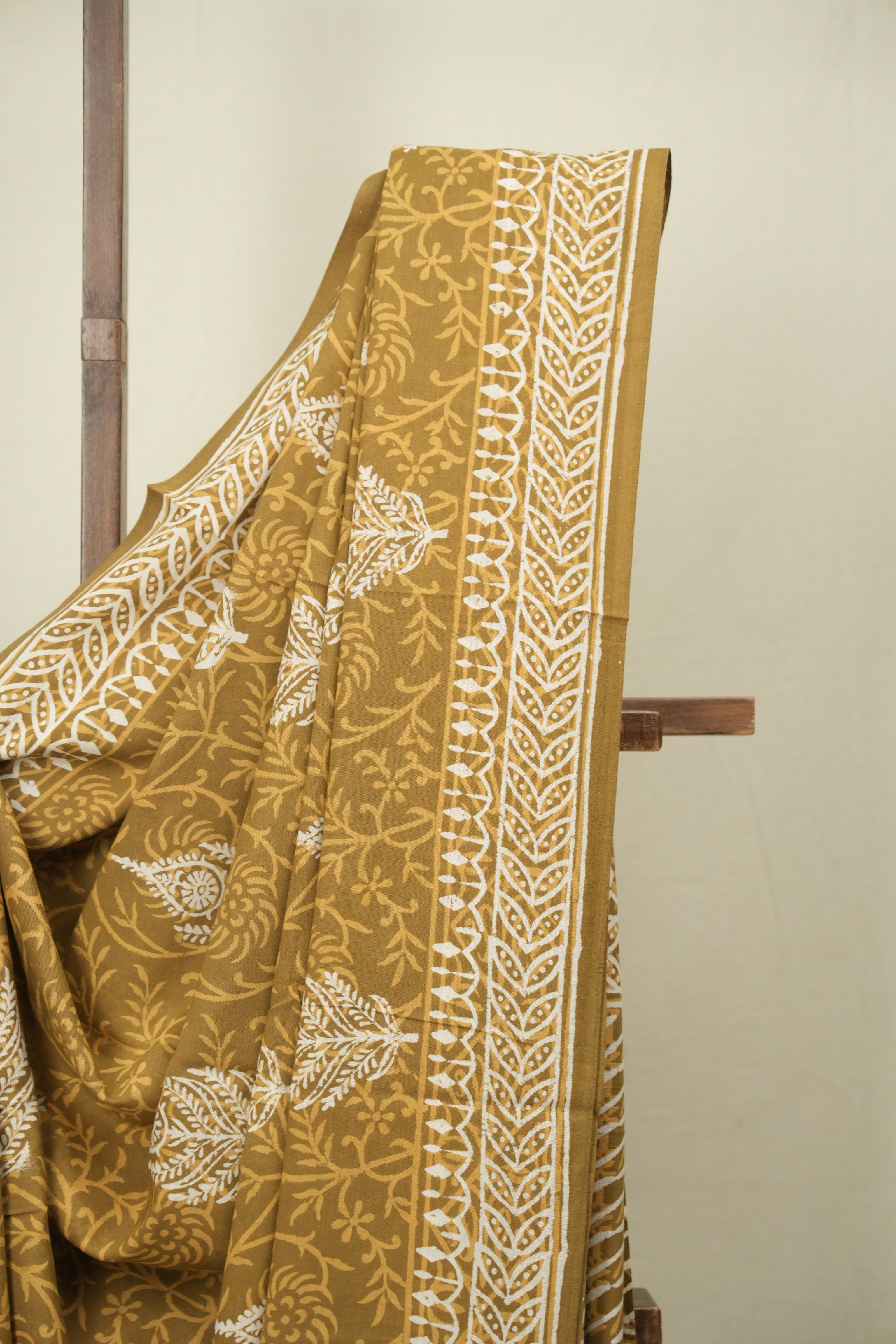 Olive Brown HBP Cotton Saree - SROBCS3626