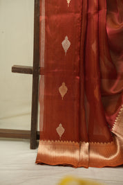 Brick Red Tissue Banarasi Silk Saree - SRBRTBSS108