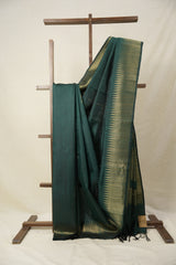 Green Raw Silk Saree - SRGRSS936